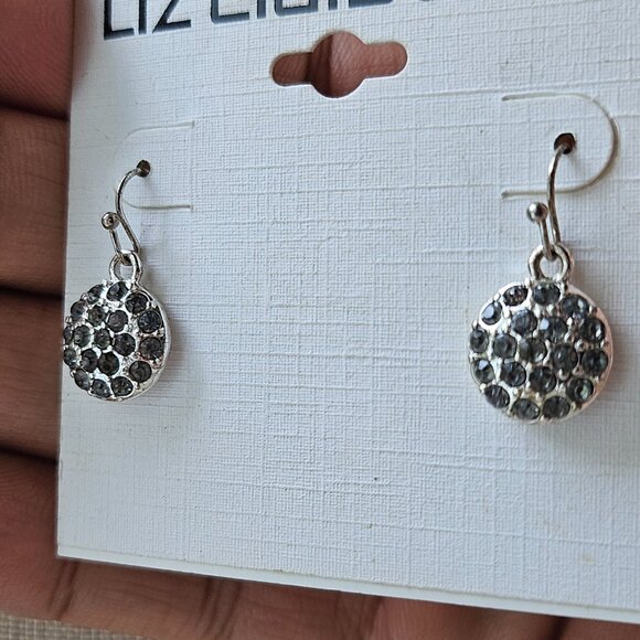Liz Claiborne Ladies Earrings Crystals Accent Silver Tone Liz Shop Luna Jeweley - Picture 4 of 12